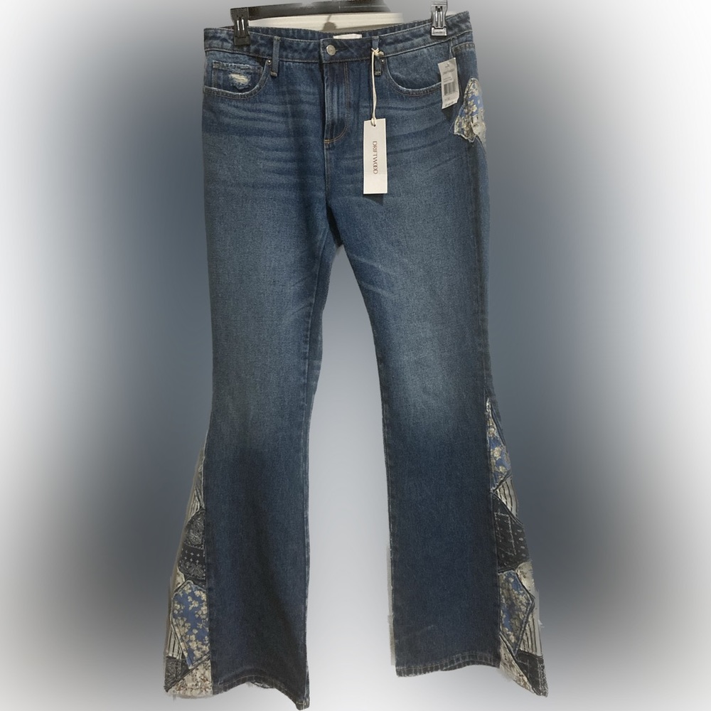 DRIFTWOOD Farrah Flare Jeans with Patchwork Accents 30/34